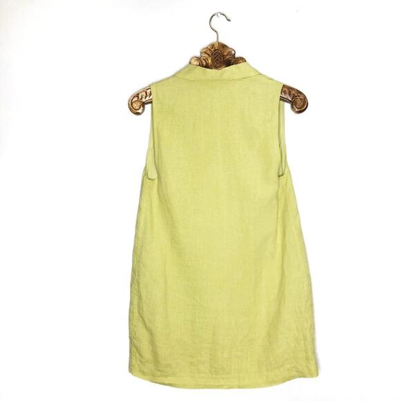 Free People Linen Mini Shirt Dress Button Front Neon Avocado Green New With Tags - Picture 2 of 11